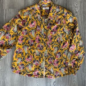 Anthropologie Yellow and Pink Floral Utility Jacket